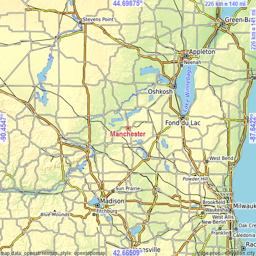 Topographic map of Manchester