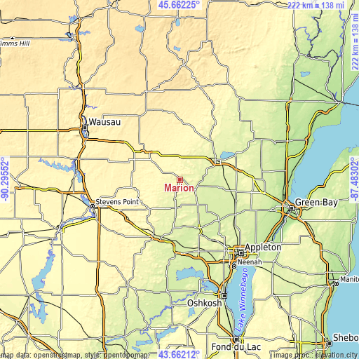 Topographic map of Marion