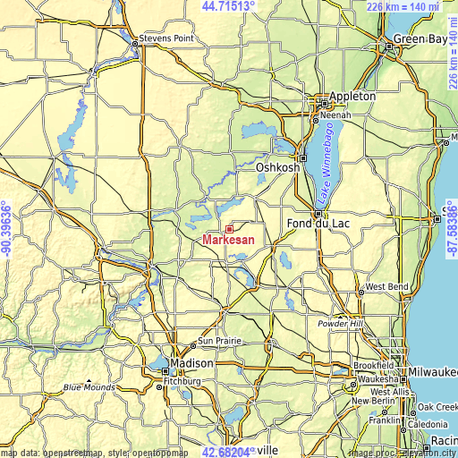 Topographic map of Markesan