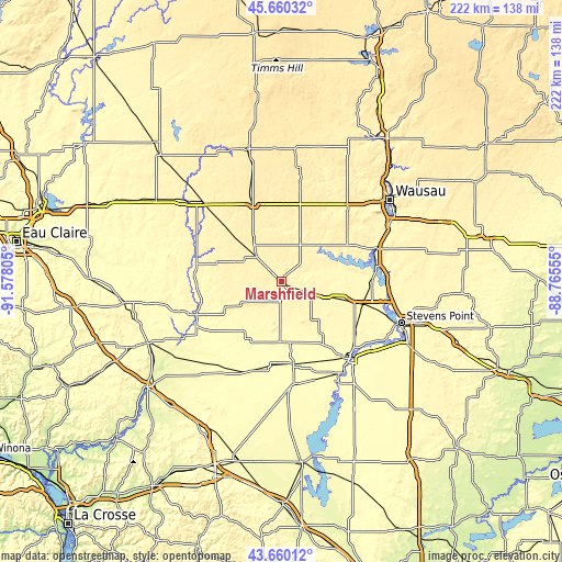 Topographic map of Marshfield