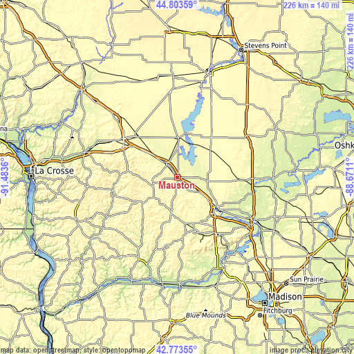 Topographic map of Mauston