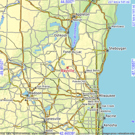 Topographic map of Mayville