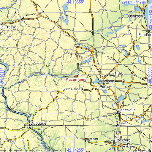 Topographic map of Mazomanie