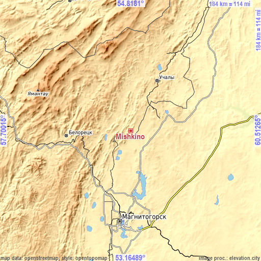 Topographic map of Mishkino