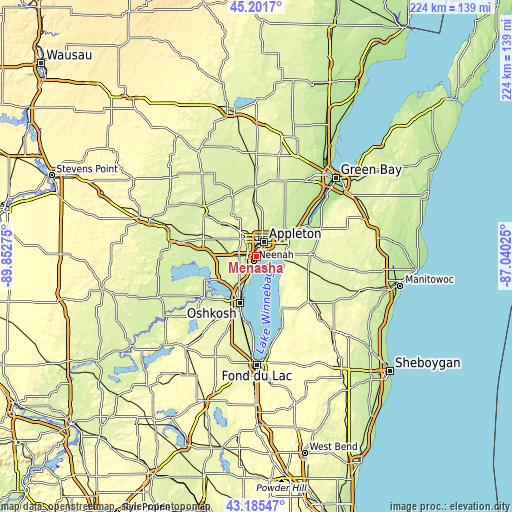 Topographic map of Menasha