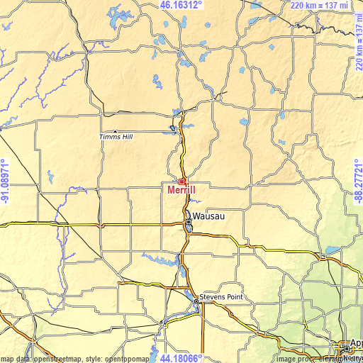 Topographic map of Merrill