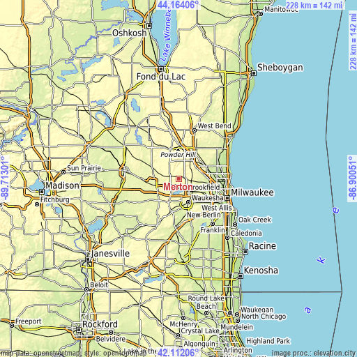 Topographic map of Merton