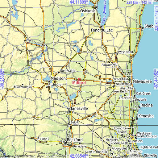 Topographic map of Milford