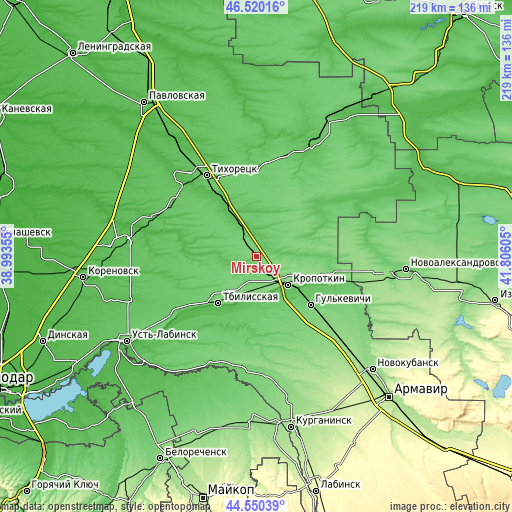 Topographic map of Mirskoy