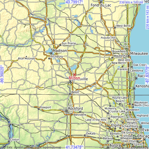 Topographic map of Milton