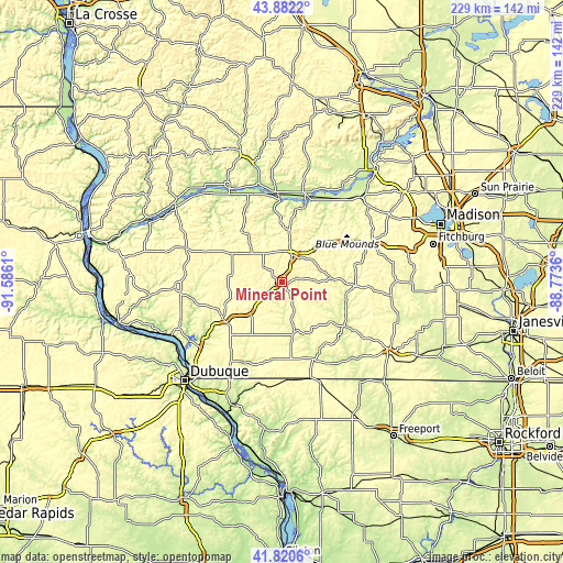 Topographic map of Mineral Point