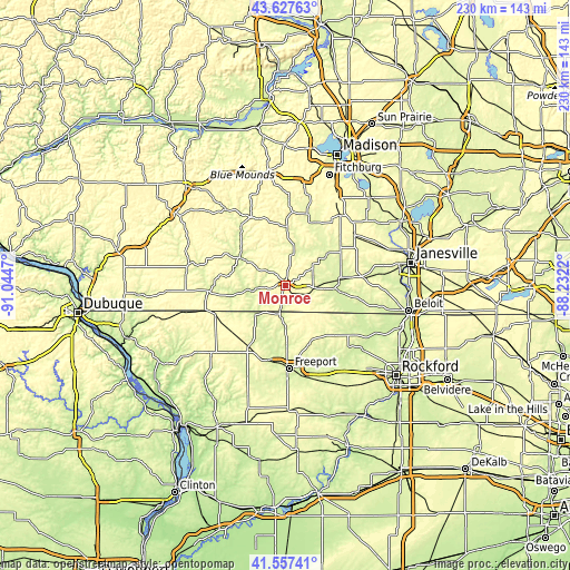 Topographic map of Monroe