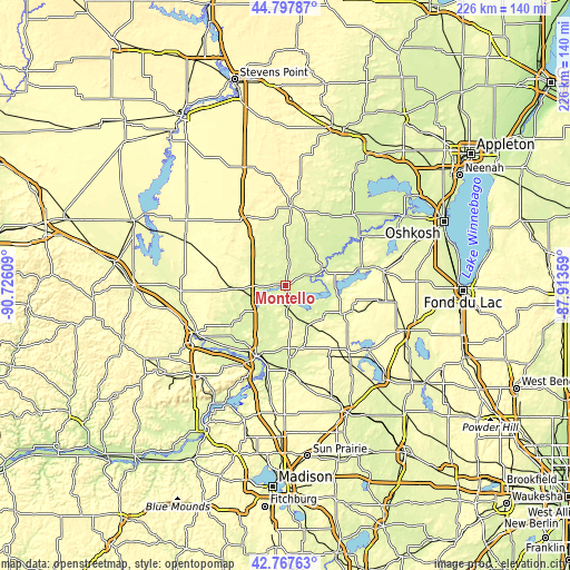 Topographic map of Montello