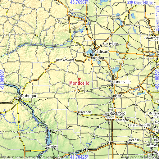 Topographic map of Monticello