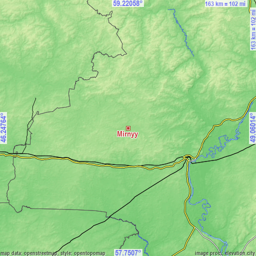 Topographic map of Mirnyy