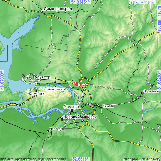 Topographic map of Mirnyy