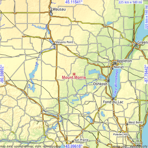 Topographic map of Mount Morris