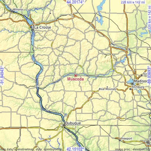 Topographic map of Muscoda