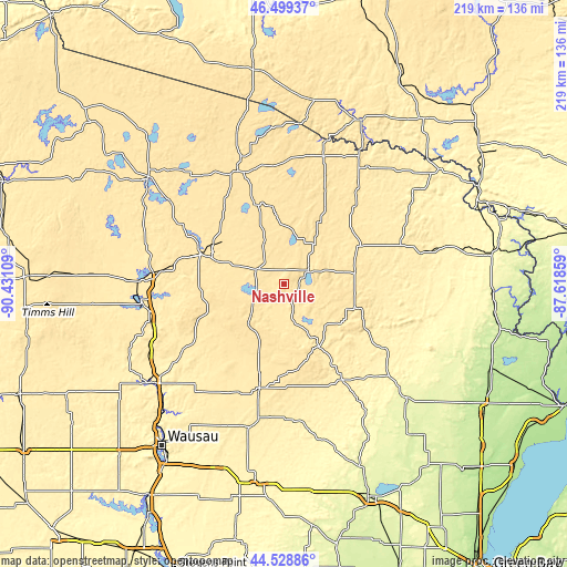 Topographic map of Nashville