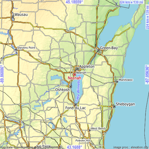 Topographic map of Neenah