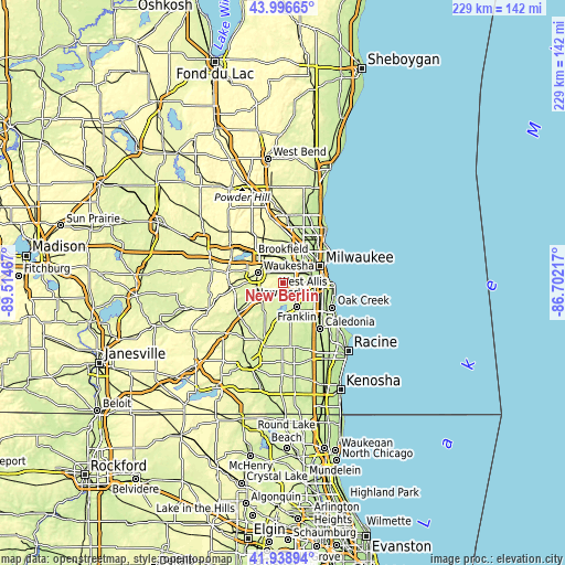 Topographic map of New Berlin