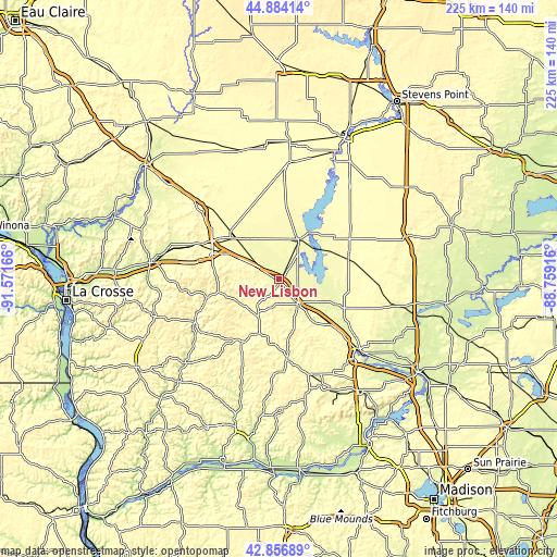 Topographic map of New Lisbon