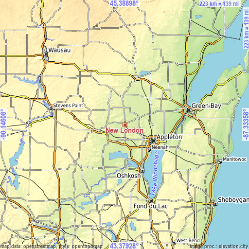 Topographic map of New London