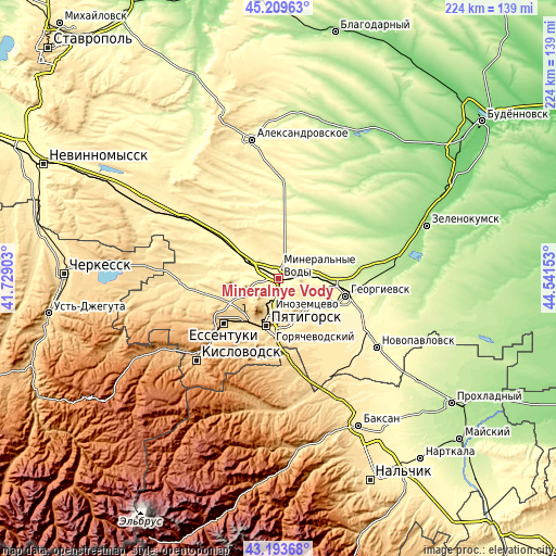 Topographic map of Mineralnye Vody