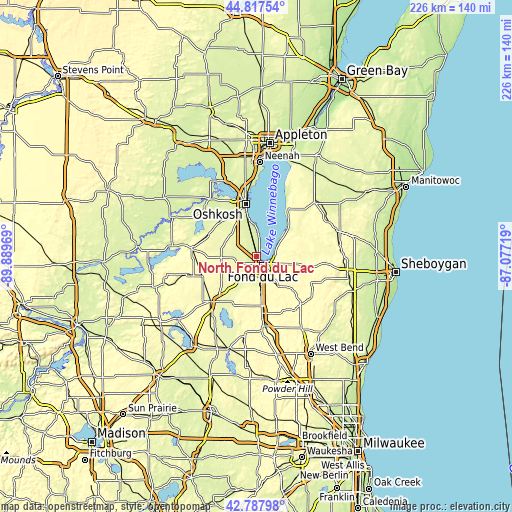 Topographic map of North Fond du Lac