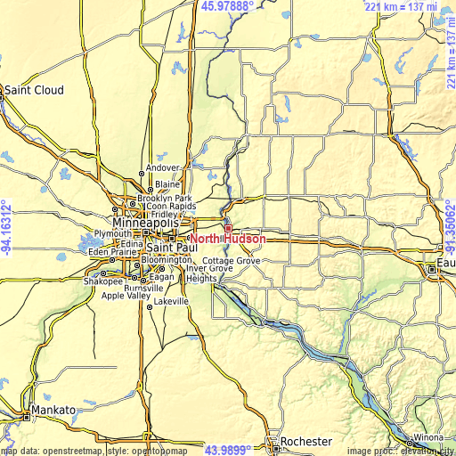 Topographic map of North Hudson