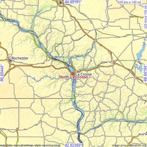 Topographic map of North La Crosse
