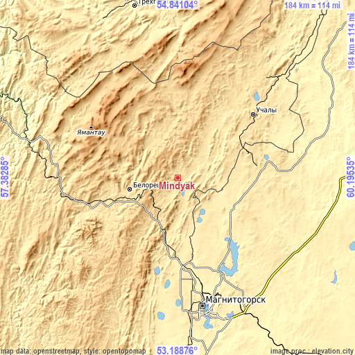 Topographic map of Mindyak