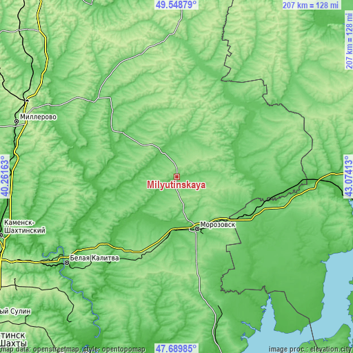 Topographic map of Milyutinskaya