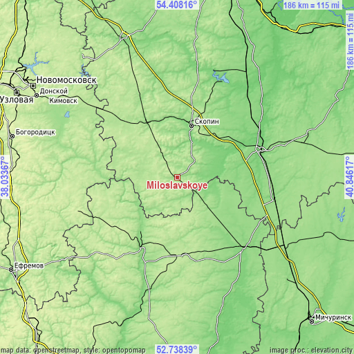 Topographic map of Miloslavskoye