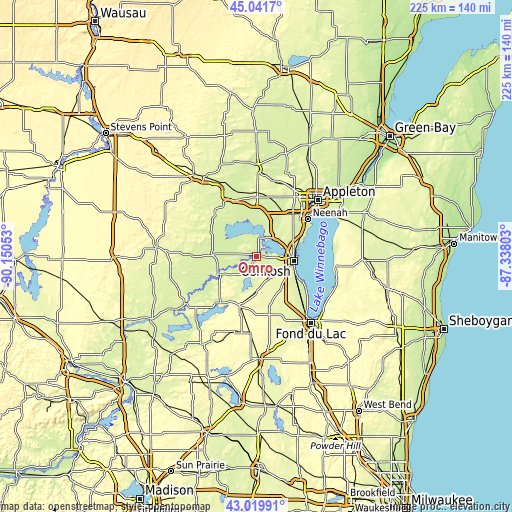 Topographic map of Omro