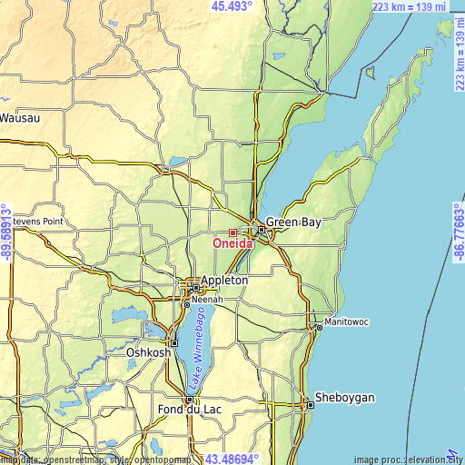 Topographic map of Oneida