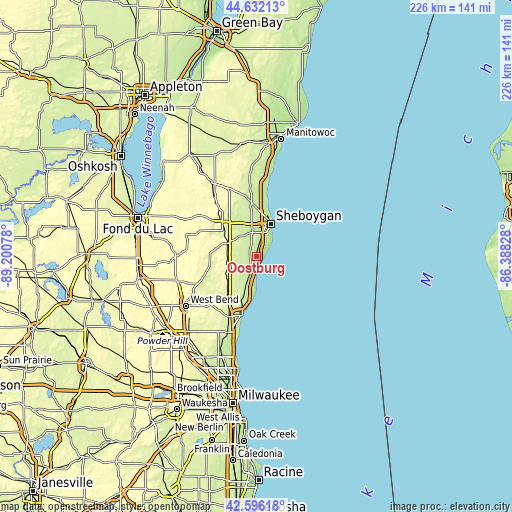 Topographic map of Oostburg