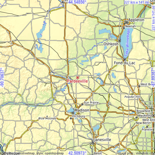 Topographic map of Pardeeville