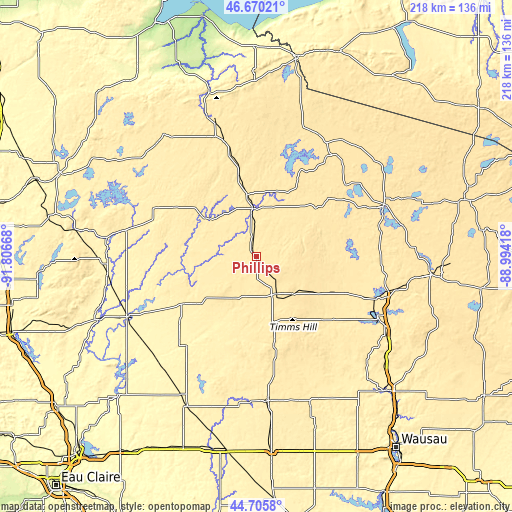 Topographic map of Phillips