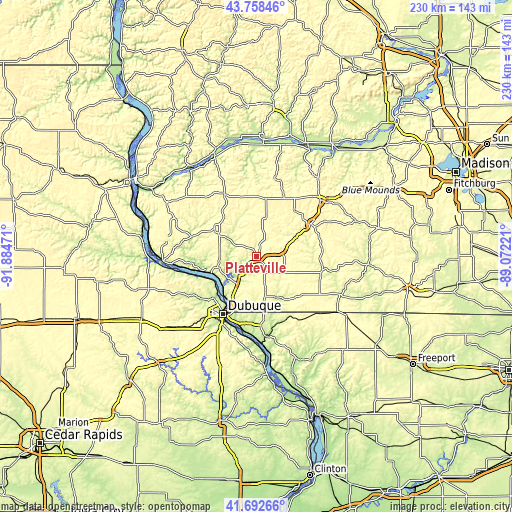 Topographic map of Platteville