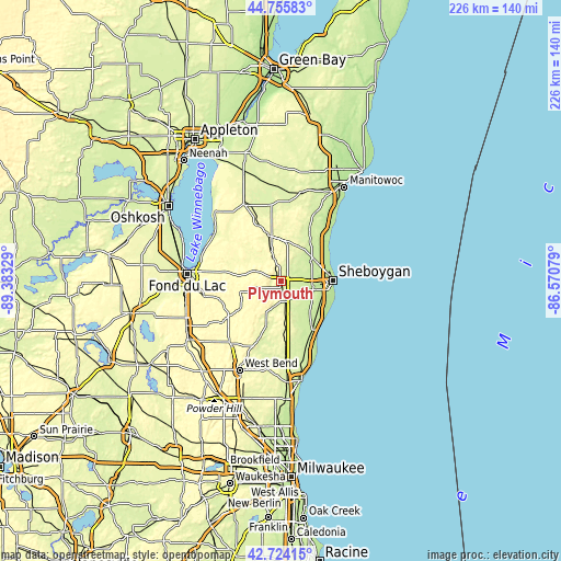 Topographic map of Plymouth