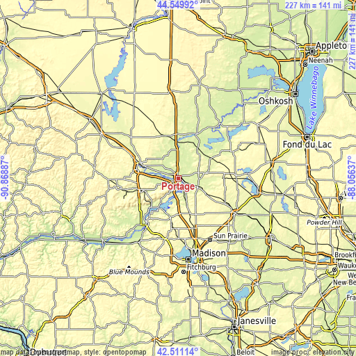 Topographic map of Portage