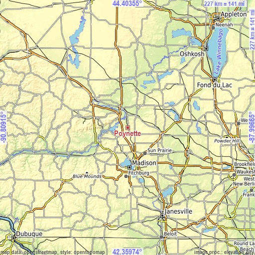 Topographic map of Poynette