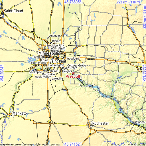 Topographic map of Prescott