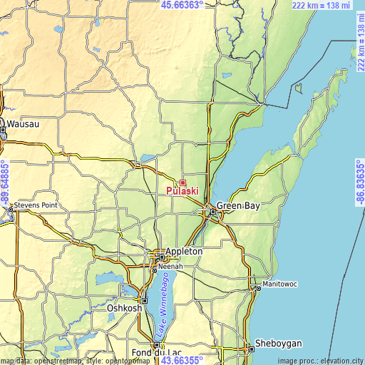 Topographic map of Pulaski