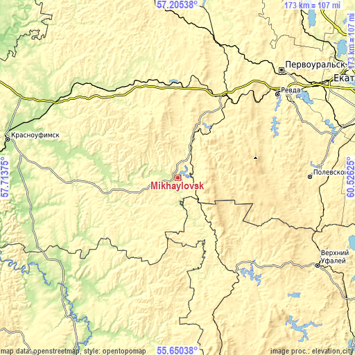 Topographic map of Mikhaylovsk
