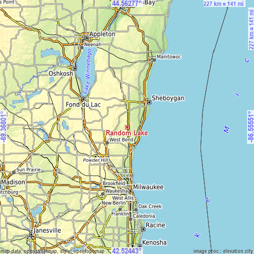 Topographic map of Random Lake