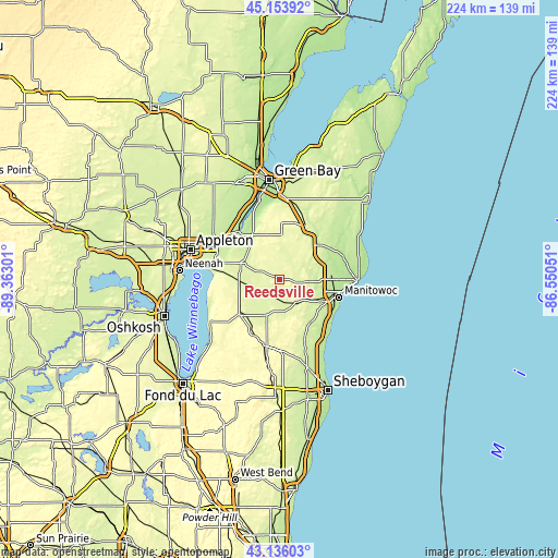 Topographic map of Reedsville