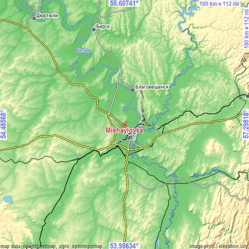 Topographic map of Mikhaylovka