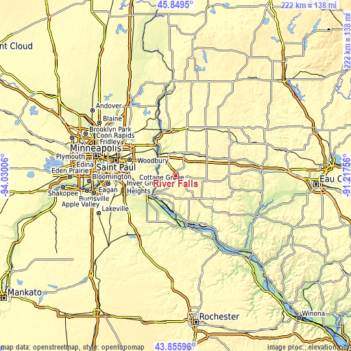 Topographic map of River Falls